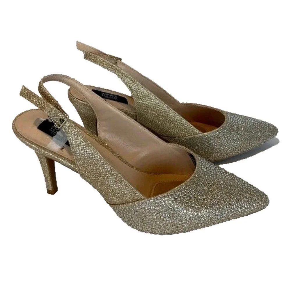 Jones New York Berria Women's Pumps Heels Size 9.5‎ Gold Rhinestone Crystal
